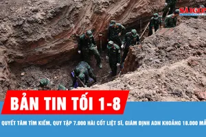 Bản tin tối 1-8: Quyết tâm tìm kiếm, quy tập 7.000 hài cốt liệt sĩ, giám định ADN khoảng 18.000 mẫu