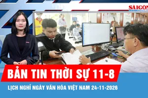Bản tin thời sự ngày 11-8: Phương án hoán đổi ngày làm việc dịp nghỉ Ngày Văn hóa Việt Nam 2026