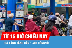 Giá xăng tăng gần 1.400 đồng/lít