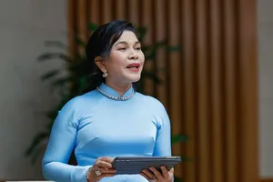 Bà Đặng Thị Kim Oanh - Chủ tịch Kim Oanh Group, phát biểu tại hội nghị trực tuyến hôm 6-3-2025.
