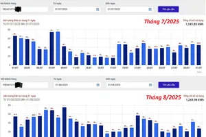 Lượng điện tiêu thụ các ngày trong tháng 7 và tháng 8 của khách hàng phản ánh “giống hệt nhau” giữa 2 tháng