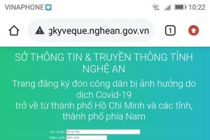 Nghệ An ra mắt website tiếp nhận người dân ở các tỉnh phía Nam đăng ký về quê