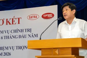 Ông Nguyễn Hữu Nghĩa, Chủ tịch Hội đồng thành viên SATRA phát biểu tại hội nghị. Ảnh: SATRA