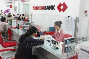 客户在越南技术商业股份银行（Techcombank）办理业务。资料图：青新／越通社