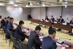 胡志明市代表团与香港特别行政区数字政策办公室举行工作会谈。图自越通社