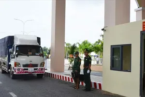 货运车辆通过庆平陆路国际口岸。图：晋泰