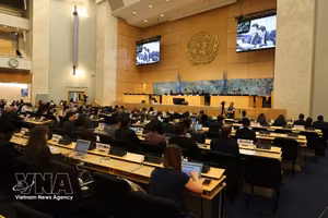 联合国人权理事会第63届会议现场。图自越通社