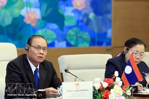 老挝人民革命党中央政治局委员、中央书记处常务书记维莱·拉坎丰（Vilay Lakhamfong）。图自越通社