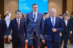 越南政府总理黎明兴与波兰共和国总理唐纳德·图斯克。图：杨江／越通社