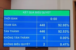 Kết quả biểu quyết thông qua Nghị quyết chiều 12-11. Ảnh: PHAN THẢO