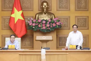 Thủ tướng Phạm Minh Chính và Chủ tịch Quốc hội Trần Thanh Mẫn đồng chủ trì hội nghị. Ảnh: VIẾT CHUNG