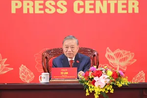 Tổng Bí thư Ban Chấp hành Trung ương Đảng khóa XIV Tô Lâm chủ trì họp báo quốc tế. Ảnh: QUANG PHÚC