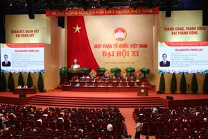 Phiên họp Đại hội đại biểu toàn quốc MTTQ Việt Nam lần thứ XI, nhiệm kỳ 2026-2031, chiều 12-5. Ảnh: QUANG PHÚC