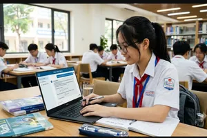 Từ năm học 2026-2027, nội dung giáo dục AI được chính thức đưa vào thực hiện đại trà tại trường phổ thông cả nước. Ảnh: LÂM NGUYÊN (có sử dụng AI)