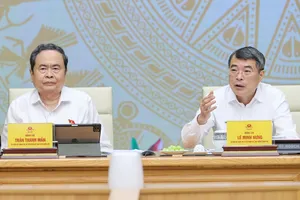 Thủ tướng Lê Minh Hưng và Chủ tịch Quốc hội Trần Thanh Mẫn đồng chủ trì hội nghị về nội dung, chương trình kỳ họp thứ 2, Quốc hội khoá XVI. Ảnh: VIẾT CHUNG 