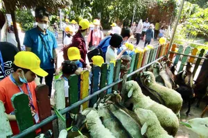 Các em học sinh thích thú tham quan thú nuôi tại Thảo cầm Viên ngày 26-12