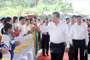Tổng Bí Thư Tô Lâm đến dự Lễ khởi công Trường liên cấp Tiểu học, THCS xã Si Pa Phìn, tỉnh Điện Biên. Ảnh: TTXVN