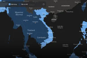 Bản đồ dịch vụ Internet vệ tinh Starlink tại Việt Nam đã hiển thị đầy đủ tên 2 quần đảo Hoàng Sa và Trường Sa thuộc chủ quyền Việt Nam. Ảnh chụp màn hình lúc 8 giờ 44 phút ngày 14-8. Ảnh: TRẦN BÌNH