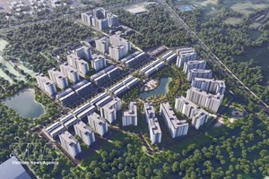 兴安省2号安美工业园区工人宿舍及社会住房项目总体效果图。