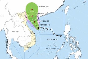 1号台风位置及移动路径。图源：越南天气。