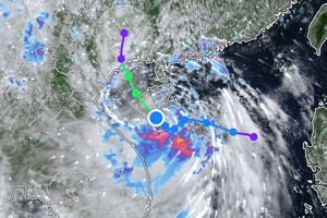 7月3日上午9时30分一号台风中心位置卫星云图。图源：Z.E应用程序截图。 
