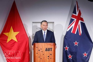 党中央总书记、国家主席苏林出席越南—新西兰高等教育与职业教育论坛。图自越通社