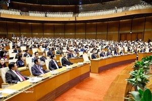 越南第十六届国会第二次会议在首都河内国会大厦延鸿大会堂隆重开幕 图自越通社