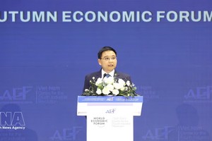 越南政府副总理阮文胜在会上发表讲话。图自越通社