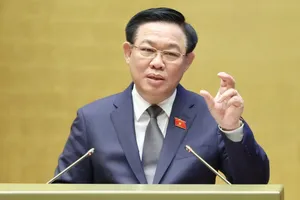 Chủ tịch Quốc hội Vương Đình Huệ phát biểu kết luận hội nghị. Ảnh: QUANG PHÚC