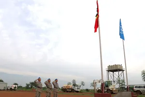 Nghi lễ treo cờ rủ tưởng niệm Tổng Bí thư Nguyễn Phú Trọng của lực lượng gìn giữ hòa bình Việt Nam tại Abyei và Nam Sudan