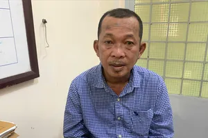 Đối tượng Bang tại cơ quan Công an TP Bến Tre. Ảnh: QUANG DUY