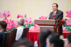 Chủ tịch Quốc hội Trần Thanh Mẫn phát biểu tại cuộc gặp mặt