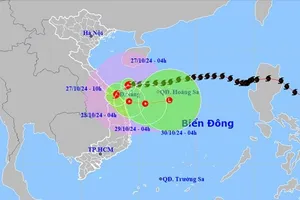 Vị trí và đường đi của bão số 6. Ảnh: NCHMF