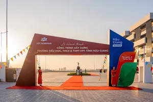 Toàn cảnh công trình Trường Tiểu học, THCS và THPT FPT tại Hậu Giang