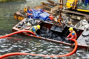 Nạo vét bùn đất, làm sạch sông Tô Lịch