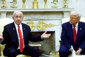 Thủ tướng Israel Benjamin Netanyahu và Tổng thống Mỹ Donald Trump trong cuộc họp tại Nhà Trắng ngày 7-4. Ảnh: Getty Images 