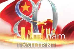 Biểu trưng tuyên truyền cho triển lãm “Thành tựu Đất nước nhân dịp kỷ niệm 80 năm Ngày Quốc khánh (2-9-1945 - 2-9-2025)”