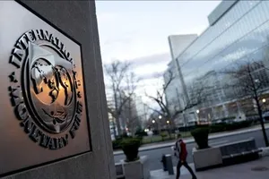 Biểu tượng IMF. Ảnh: AFP/TTXVN