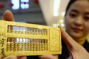 Vàng trang sức tại Trung Quốc. Ảnh: XINHUA