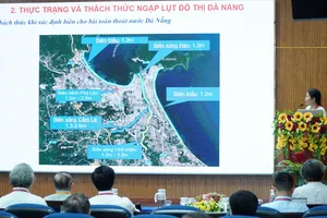 Đại diện nhóm tác giả chia sẻ chuyên đề Ngập lụt đô thị tại TP Đà Nẵng. Ảnh: XUÂN QUỲNH