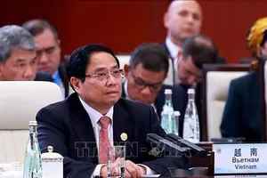 Thủ tướng Phạm Minh Chính phát biểu tại Hội nghị Thượng đỉnh Tổ chức Hợp tác Thượng Hải 2025 mở rộng (SCO +). Ảnh: Dương Giang/TTXVN