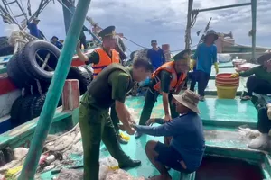 Lực lượng Đồn Biên phòng Côn Đảo và Công an đặc khu Côn Đảo tiếp cận, bắt giữ đối tượng Trần Văn Phúc khi đang lẩn trốn trên tàu cá