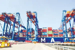 Cảng quốc tế Gemalink nằm trong cụm cảng Cái Mép - Thị Vải (TPHCM) thường xuyên đón các tàu siêu trọng từ nhiều nơi trên thế giới (ẢNH: TTXVN)