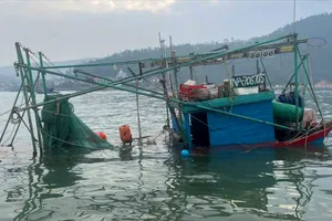 Hiện trường tàu cá xảy ra sự cố 