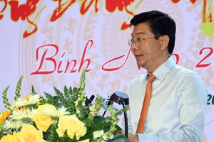 Đồng chí Nguyễn Mạnh Hùng, Ủy viên Trung ương Đảng, Phó Bí thư Thường trực Tỉnh ủy, Chủ tịch HĐND tỉnh Tây Ninh phát biểu tại họp mặt