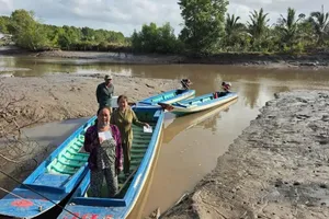 Cử tri ở cực Nam Tổ quốc đi bỏ phiếu bằng vỏ lãi
