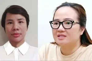 Bị can Hoàng Thị Hường (đeo kính) và đồng phạm. Ảnh: BỘ CÔNG AN