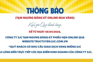 Thông báo trên trang web của Công ty SJC
