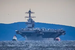 Tàu USS Gerald Ford đến Croatia. Ảnh: XINHUA 