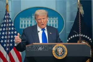 Tổng thống Mỹ Donald Trump phát biểu tại Nhà Trắng. Ảnh: THX/TTXVN